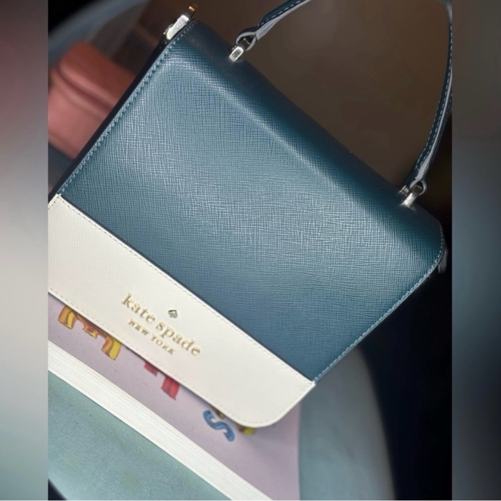 $249 retail Kate Spade Teal and Cream Shoulder Bag - Picture 3 of 9